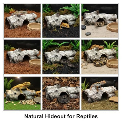 JIHAQUA Aquarium Resin Bark Terrarium Decor, Lizard, Snake or Reptile Hide | Lizard, Spider and Aquarium Fish Hide Cave (Medium Bark A)
