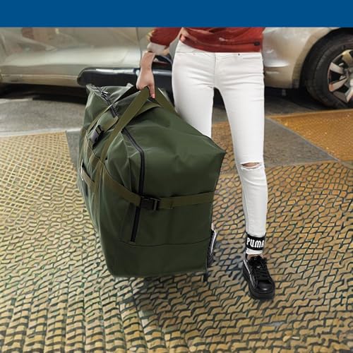 Large Duffel Bag, Waterproof Carry on Weekend Overnight Storage Bag over Luggage for Airline, Travel, Camping, Moving - color: 120L-Dark Green