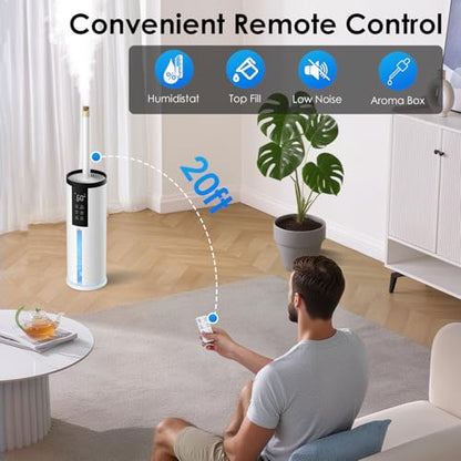 Home Humidifier for Large Room, 2.11Gal Cool Mist Top Fill,120H | Bedroom Humidifier with Humidistat,4 Mist Level,up to 500 ft² Coverage,35dB Quiet Humidifier for Commercial,Office,Baby,Plant