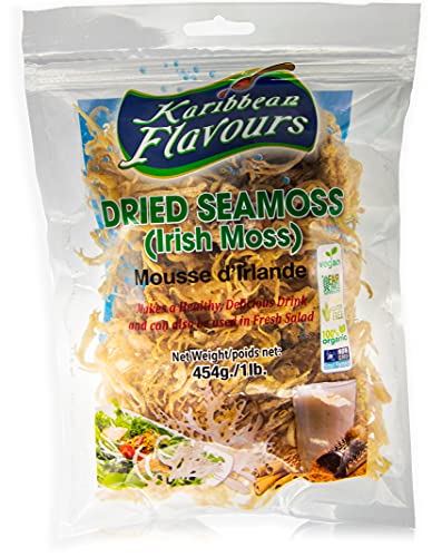 Karibbean Flavours Dried Sea Moss -16 Oz /454g | Caribbean Superfood - Wildcrafted Seedstock - Ethically Harvested - Makes Over 10 Quarts - size: 16 Ounce (Pack of 1)