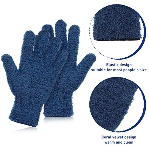Patelai 2 Pairs Microfiber Gloves for plants Dusting Cleaning Glove Mittens House Cars Blinds Dusting(Gray, Dark Blue,Large) - color: Gray, Dark Blue, size: Large (2 Pairs)