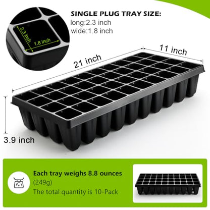 RooTrimmer 10 Pack 40 Cell Seed Starter Trays - Extra Deep 3.9" Plastic Nursery Trays, 20" x 10"，Fits Standard 1020 Flats, for Planting Seedlings, Propagation, Seed Germination and 1020 Flats Inserts - color: Black, size: 40 Cells-10P