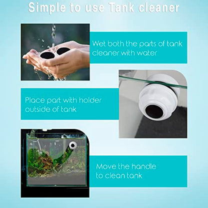 JOR Betta Tank Cleaner Magnet, Nano & Small Fish Tank Stain Scrubber, Magnetic Floating Glass Aquarium Cleaner, Fresh and Marine Water Cleaning Magnet, Aquarium Supplies, 1.5", White Plastic