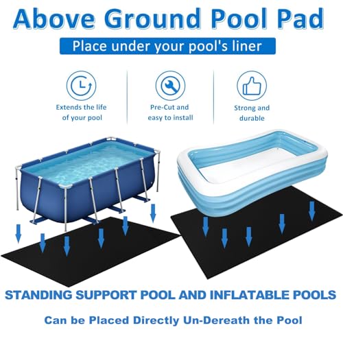 Rectangular Pool Liner Pad for Rectangular Abover Ground Swimming Pool, Heavy Duty Waterproof 200g/㎡ PE Material Rectangular Pool Liner, Prevent Punctures at the Bottom of the Pool (9x6FT) - size: 9' x 6' (Rectangular)