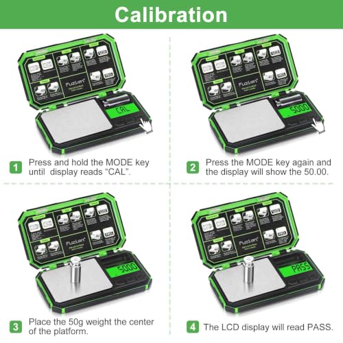 Fuzion Digital Gram Scale, TU-X 200g/0.01g Pocket Herb Scale with 6 Units for Personal Hobbies, Small Scale .01 Gram Accuracy Measuring Jewelry, Food, Powder - color: Green