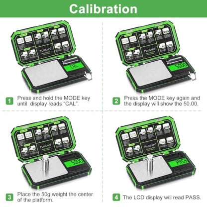 Fuzion Digital Gram Scale, TU-X 200g/0.01g Pocket Herb Scale with 6 Units for Personal Hobbies, Small Scale .01 Gram Accuracy Measuring Jewelry, Food, Powder - color: Green