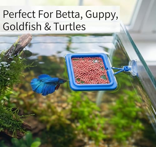 Betta Fish Feeding Ring: 2-Pack Floating Food Holder | with Suction Cup - Prevents Food from Entering The Filter - Aquarium Accessories for Betta Goldfish Guppy Turtle