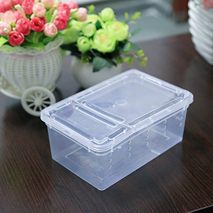 Breeding Box 5pcs, Petforu Worm Dish Reptile Feeding Box Food Container Small Size (Transparent White S)