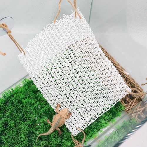 3 Pack Collapsible Reptile Hammock with Suction Cups, Breathable Climbing Net Lounger for Bearded Dragon, Gecko, Snake, Hermit Crab, Reptile Tank Accessories