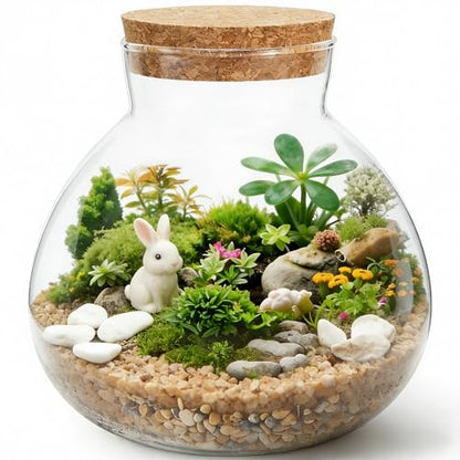 NUOBESTY Glass Terrarium Jar with Cork Lid (No Plants) | 6x6.3 Inch Closed Terrarium for Succulent Moss and Fern, DIY Miniature Desktop Garden for Home & Office Decor