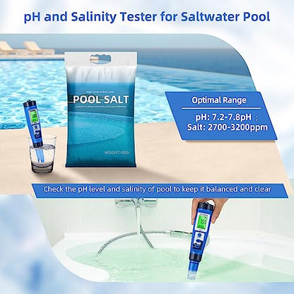 pH Salt Meter 5 in 1 pH TDS EC Salinity Tester for Pool Spa Aquarium | Swimming Pool Salinity Meter for Hydroponic Household Drinking Water Hot Tub Home Brewing Fish Tank… - color: 5 IN 1 Blue Color