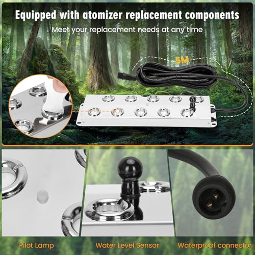 Ultrasonic Mist Maker Fogger 10 Head(8400ml/H),110V 350W Power Water Proof Ultrasonic Mister,Ultrasonic Fogger Humidifier with Float,for Vegetable Preservation,Landscape,Halloween Atmosphere - size: 10 HEAD