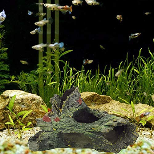Tfwadmx Decaying Trunk Aquarium Ornament, Betta Fish Hideout - Small Resin Aquarium Decoration Log with Holes & Caves - size: Style 1 (2 PCS)
