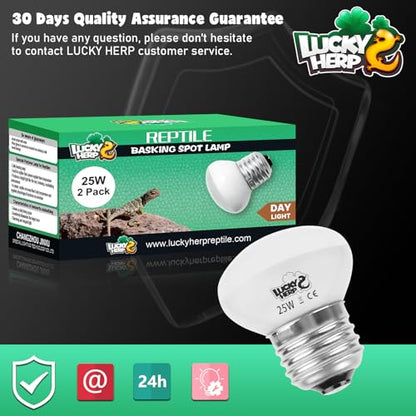 LUCKY HERP Heat Lamp Bulbs, 25W Reptile Heat Lamp 2 Pack Reptile Heat Lamp Bulbs, Daylight Basking Spot Heat Light Bulb, Amphibians Lamp Bulbs fo Chameleons, Snakes, Lizard, Turtle - color: 25-d