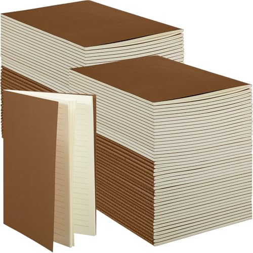 100 Pcs Journals Notebooks Bulk - Kraft Softcover A5 Small Notebooks 5.5 Inch x 8.3 Inch Notepads with 60 Page 30 Sheet for Writing Sketch Travel Office Supplies(Dark Brown,Lined) - color: Dark Brown, style: Lined