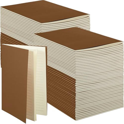 100 Pcs Journals Notebooks Bulk - Kraft Softcover A5 Small Notebooks 5.5 Inch x 8.3 Inch Notepads with 60 Page 30 Sheet for Writing Sketch Travel Office Supplies(Dark Brown,Lined) - color: Dark Brown, style: Lined