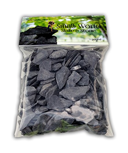 Natural Slate Stone -1/2 to 1 inch. Perfect Size for Miniature or Fairy Gardens, Aquariums, Reptiles, Terrariums, Model Railroads, Dioramas & Wargaming (1lb Grey) - style: 1lb grey