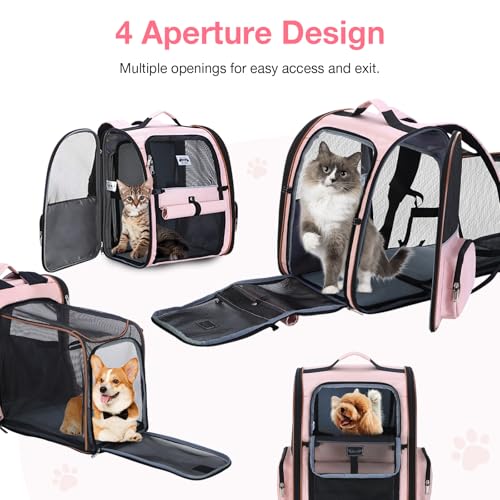 Large Cat Backpack Carrier Expandable Foldable Pet Carrier Backpack for Small Dogs Puppy Medium Cats Fit Up to 18 Lbs for Travel, Hiking,Pink - color: Pink