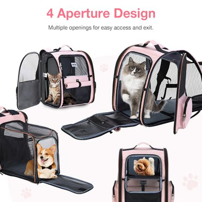 Large Cat Backpack Carrier Expandable Foldable Pet Carrier Backpack for Small Dogs Puppy Medium Cats Fit Up to 18 Lbs for Travel, Hiking,Pink - color: Pink