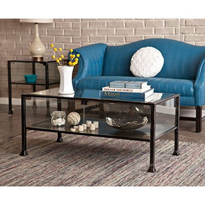 SEI Furniture Metal Terrarium Fish Display Coffee Table, Cocktail, Black/Silver Distressing - style: Cocktail Table