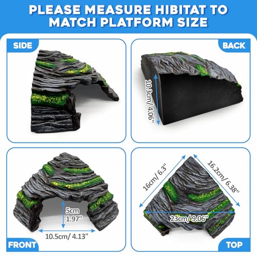 GOZILLA Reptile Hideout Cave,Turtle Tank Accessories Decor,Fish Tank Basking Platform for Bearded Dragon,Snake and Leopard Gecko.(Grey Hill-M)