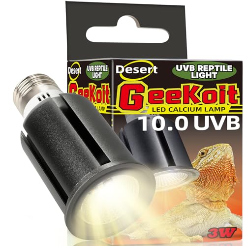 Premium UVB Reptile Light Full Spectrum for Optimal Calcium Metabolism,Desert 10.0 Bulb 3W UVA UVB Ideal for Desert-Dwelling Reptiles Bearded Dragons Tortoises - style: Desert 10.0 UVB Pro