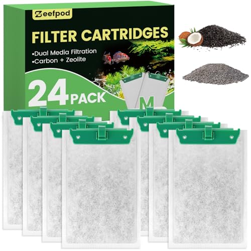 24 Pack Medium Filter Cartridges Compatible with Tetra Whisper Bio-Bag Filters，Large Aquarium Filter Cartridge for Whisper 10i/IQ10/PF10 and Repto Filter 90 GPH