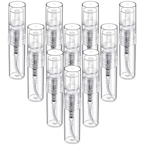 Fandamei Mini Spray Bottle, 10 Pack 2ml Mini Plastic Spray Bottle Empty, Fine Mist Refillable Perfume, Small Perfume Spray Bottle, Tiny Plastic Portable Travel Bottle, Clear - size: 2ml