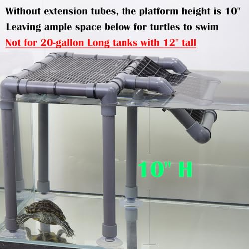 Large Turtle Basking Platform, 10.8" Width Resting Area with Ramp, PVC Standing Basking Dock for Aquatic, DIY Turtle Tank Accessories for 25/29/40/55 Gallon - size: Large