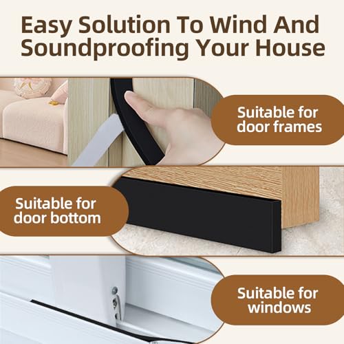 1/2 in Wide x 1/8 in Thick x 33FT Window Sealing Tape,Weather Stripping Door Seal,Foam Insulation Tape,Single-Sided Self-Adhesive Foam Strips,Black - color: Black, size: 1/2 IN x 1/8 IN x 33FT