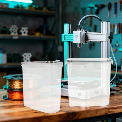 Klmnop 4 Pack Filament Storage Box, Portable 3D Printing Filament Container with Labels & Pen, Water-Proof and Dust-Proof Sealing for 200g and 250g Mini Spools Storage(8.1×8.1×3.7Inch)
