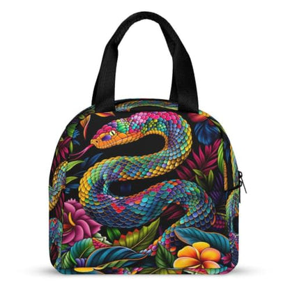 Vibrant Snake Lunch Bag for Women Men | Insulated Lunch Box Leakproof Food Meal Containers Reusable Foldable 6L Capacity Lunch Tote Bags for Work Picnic Travel - color: Style 1