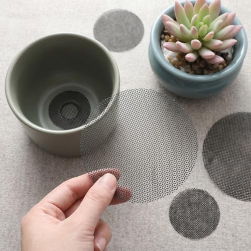 150PCS Plant Pot Drainage Hole Screens, Plant Pot Hole Mesh Pads Round Flower Pots Drainage Covers Prevent Soil Loss Bonsai Bottom Grid Mat for Succulents Bonsai, Indoor Plants & Repotting(2/3/4 Inch)