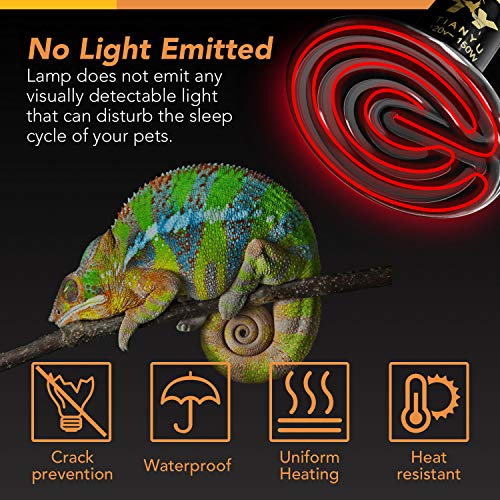 Simple Deluxe 150W Reptile Heat Lamp Bulb No Light Ceramic Heat Emitter Brooder Coop Heater - size: 1 Pack