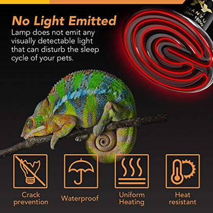 Simple Deluxe 150W Reptile Heat Lamp Bulb No Light Ceramic Heat Emitter Brooder Coop Heater - size: 1 Pack