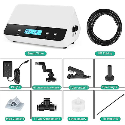 Automatic Reptile Mister with 4 Nozzles | 360° Adjustable Spray, Timer Control & External Reservoir for Terrariums