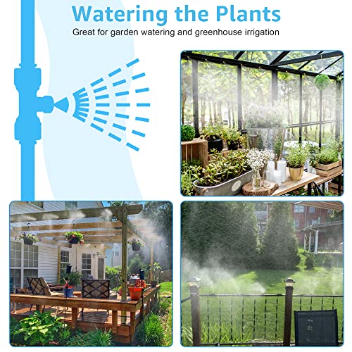 59FT Misters for Outside Patio, 20 Brass Nozzles, 3/4 Inch Adapter | Creates Cooling Fine Mist for Patios, Gardens and Greenhouses, 18M Preassembled Misting Line Supports Easy DIY Setup. - size: 59FT