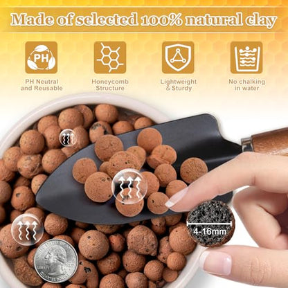 16LB Organic Leca Clay Pebbles for Plants, 4-16mm Natural Leca Ball | Reusable, Drainage, Aeration, Moisture Retention, Hydroponic, Lightweight for Orchids, Succulents, Terrarium, Indoor Plants - size: 16LB