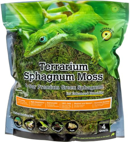 Galápagos (05213) Terrarium Green Sphagnum Moss, Natural, 4 Quart (Pack of 6) - size: 4 QT (Pack of 6)