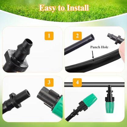 50 Pcs 1/4" Misting Nozzles Drip Irrigation Spray Emitters | Adjustable Flow 1/4 Inch Drip Irrigation Atomizing Nozzles Irrigation Sprinkler Heads for Garden Irrigation Misting System - color: Barbed Spray