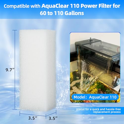 AQUANEAT 6-Pack Replacement Filter Sponge Pads, Aquarium Foam Insert Compatible with AquaClear 110, Fish Tank Filter Media - size: AC 110