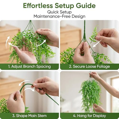 RAINFLOW 2PCS Fake Hanging Plants - Artificial Reptile Habitat Vines | UV Resistant Artificial Boston Ferns for Bearded, Dragon, Snake. Geckos, Hermit Crab, Lizard, Chameleon, 31.5 Inch - size: 31.5"x5.1"