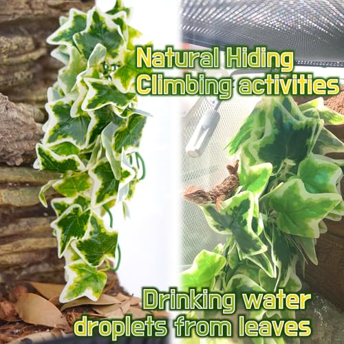 Reptile Terrarium Hanging Plant, 12'' Hiding and Climbing Fake Plants Vine for Reptile Enclosure, Ideal for Chameleon Bearded Dragon Lizard Gecko Tank Accessories - size: Reptile Hanging Plant