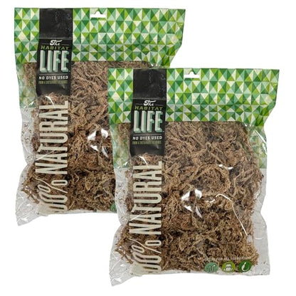 Sphagnum Moss for Terrarium Habitats, Medium 2-Pack | Preserved Moss for Reptiles, Amphibians & Invertebrates Terrariums, Humidity Control, Soft, Dye-Free, Family Owned, USA Made - size: Medium 2-pack, style: Sphagnum Moss