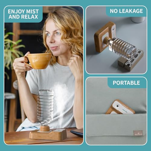 Travel Humidifier, Portable Humidifier for Plants, Bedroom, Office, Hotel or Car, Battery Operated Mini Cool Mist Humidifiers, Quiet 23dB, Auto-off, Night Light & BPA-Free, Wood Grain - color: Wood Grain