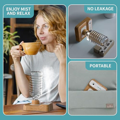 Travel Humidifier, Portable Humidifier for Plants, Bedroom, Office, Hotel or Car, Battery Operated Mini Cool Mist Humidifiers, Quiet 23dB, Auto-off, Night Light & BPA-Free, Wood Grain - color: Wood Grain