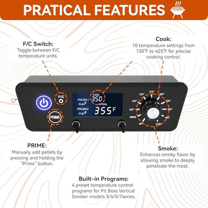 Digital Trapezoid Grill Controller Kit Thermostat Controller Board Replacement Parts Compatible with Pit Boss Vertical Pellet Smoker Copperhead 3/4/5/7 Series & 5-Series Copper-Walmart PBV5PW1