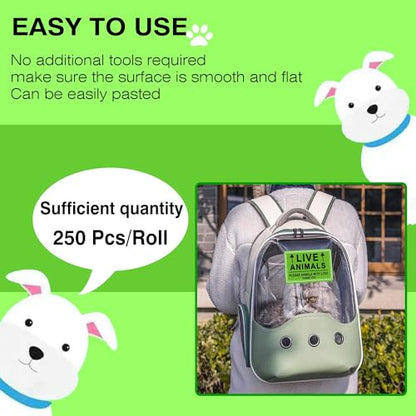 Live Animals Stickers for Pet Crate – 250Pcs Fluorescent Handling Labels for Pet Shipping, Airline Cargo, Breeder Transport, Animal Rescue & Veterinary Clinic – Please Handle with Love