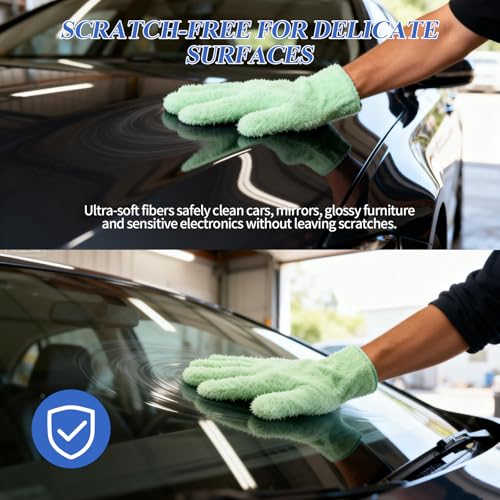 Microfiber Gloves,Microfiber Dusting Gloves for Plants and House Cleaning, Reusable Cleaning Gloves - color: Cyan