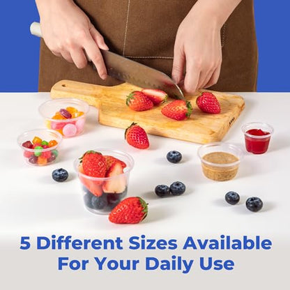Fit Meal Prep 250 Pack 5.5 oz BPA Free Condiment Cups No Lids, Disposable Jello Shots Containers, Small Dipping Sauce Cups, Plastic Ramekins in Bulk, Stackable Souffle Cups for Sample, Portioning - size: 5.5 oz